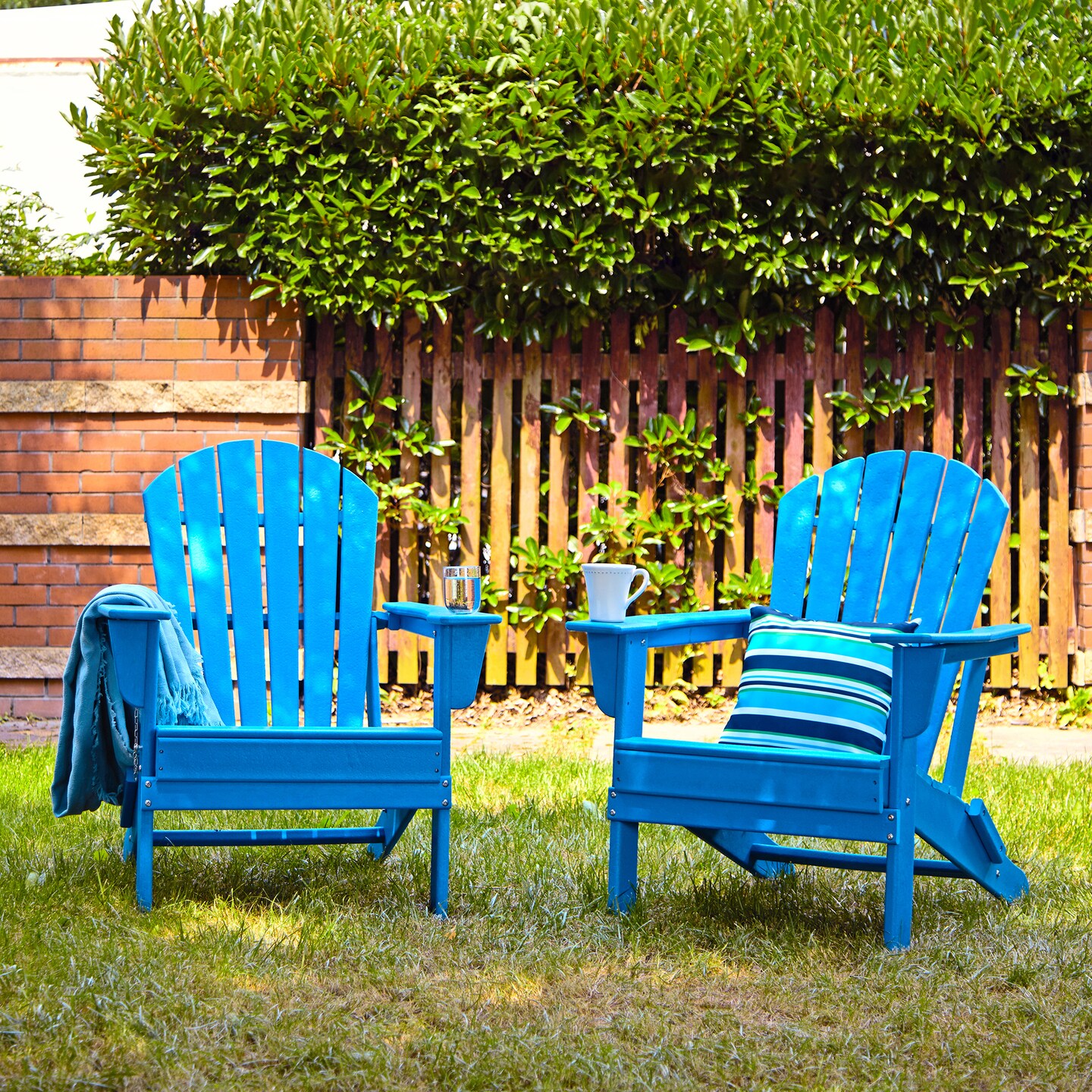 Pacific Blue HDPE Folding Adirondack Chair &#x26; Table Set