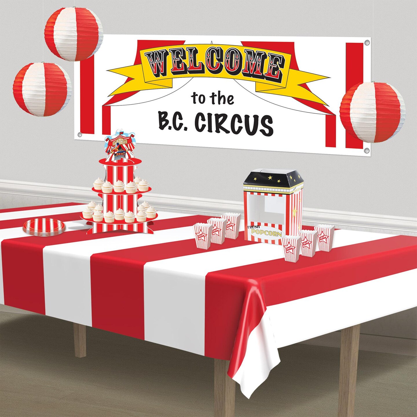 18 Pack Beistle Red/White Stripes Party Paper Lanterns