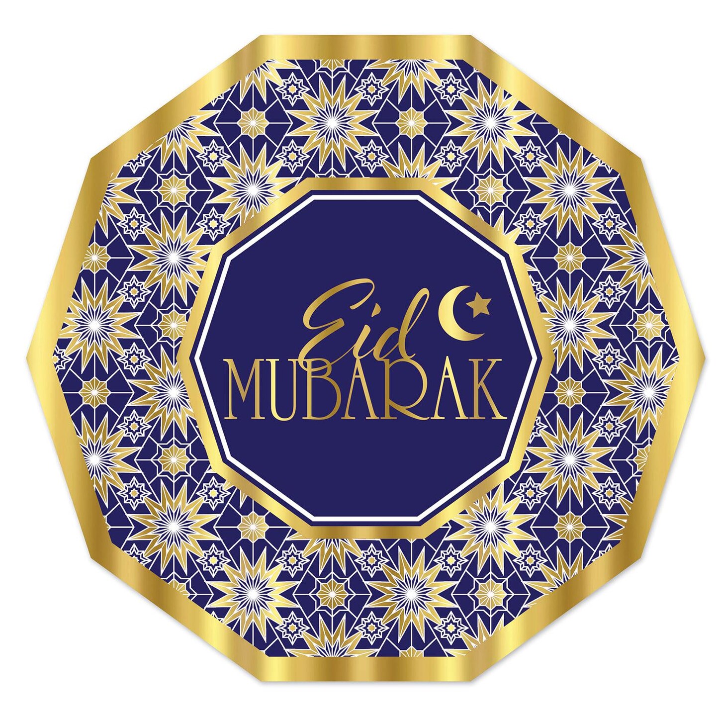 96 Pack Beistle Ramadan Theme Decagon Paper Plates 9 inch