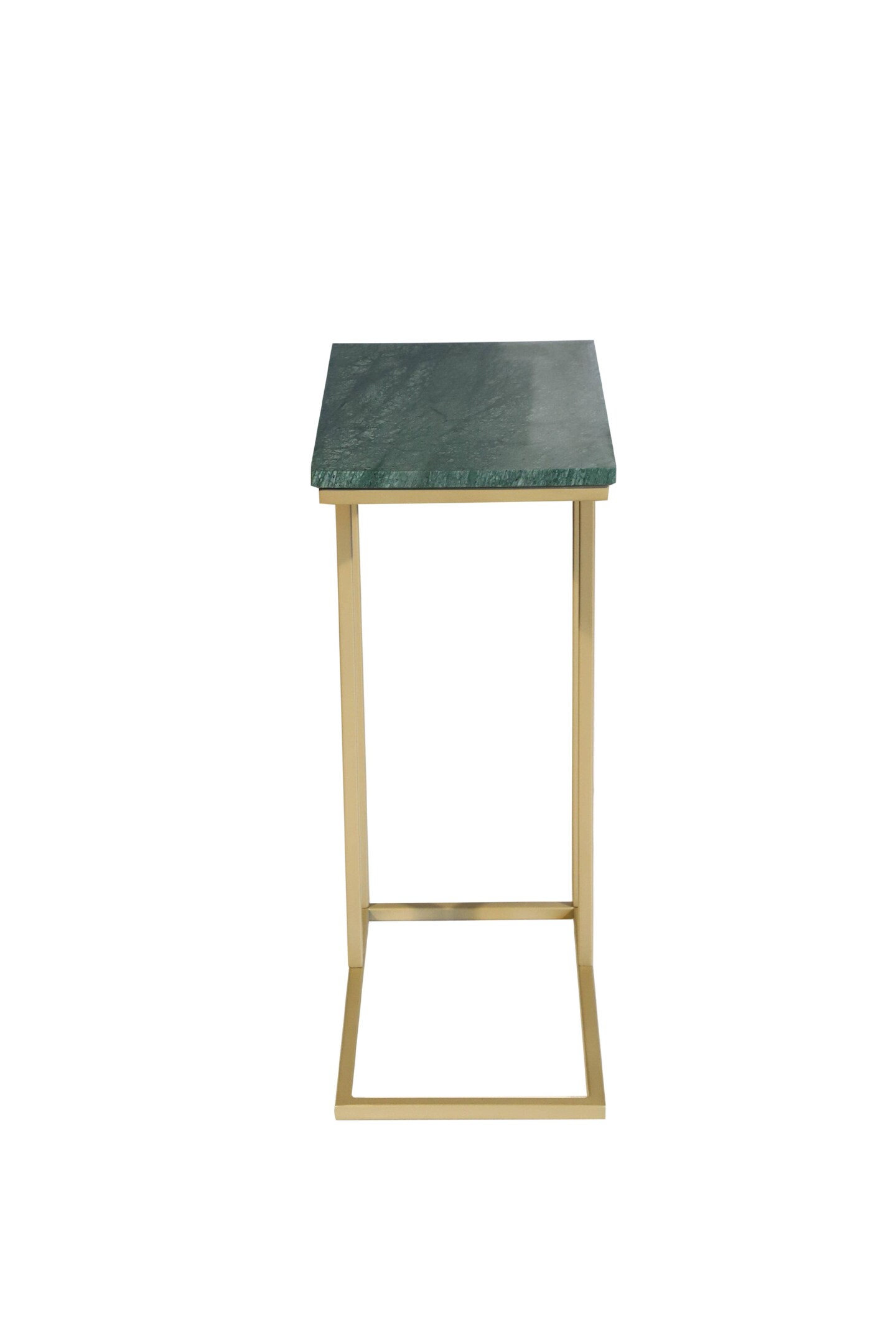 Green Marble &#x22;C&#x22; Table With Golden Metal Frame-24&#x22; Height