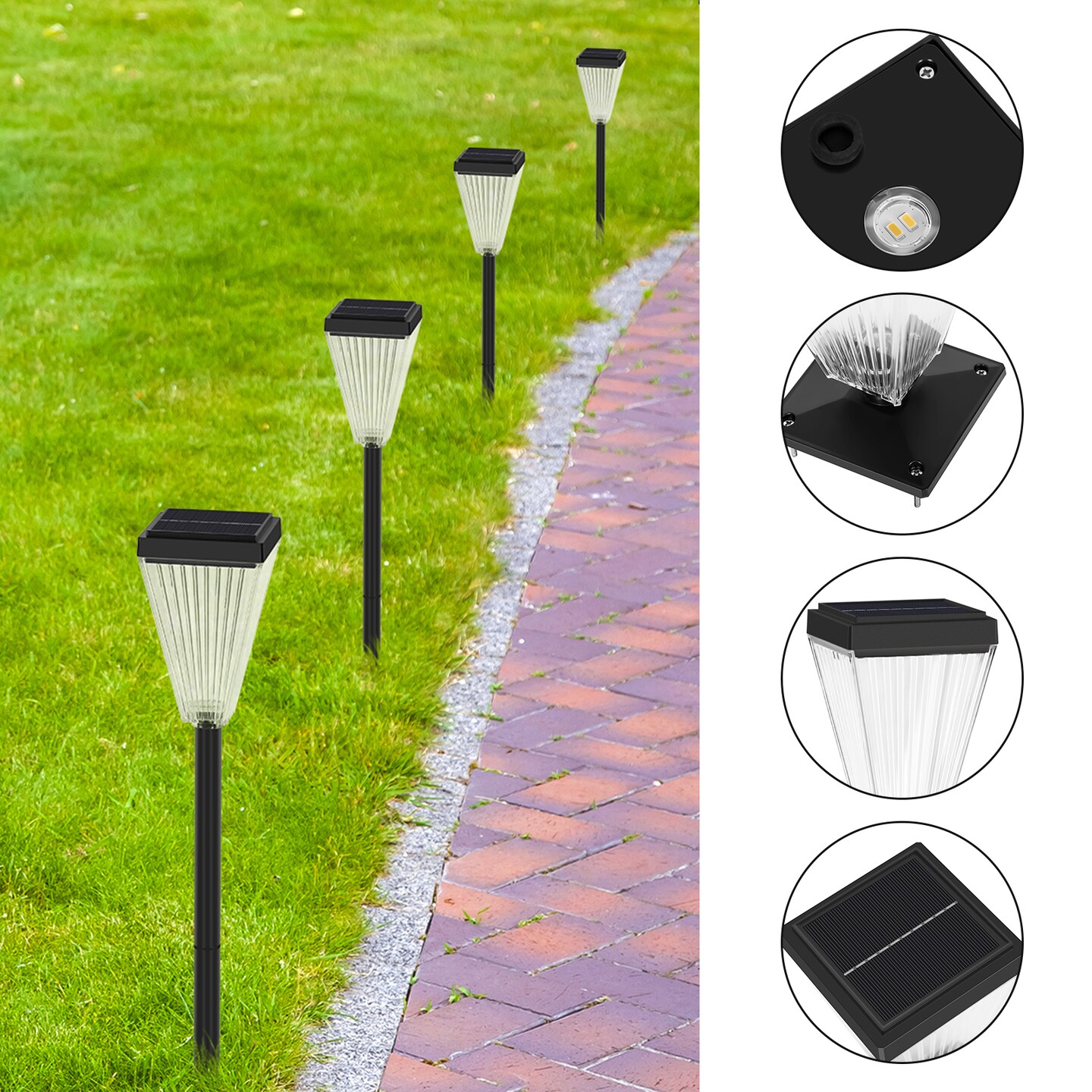 Solar Lamp Post Lights 2 Pack, Outdoor Solar Post Cap Lights Waterproof, Solar Pole Lights, Decorative Pillar Lamp for Yard Street Garden