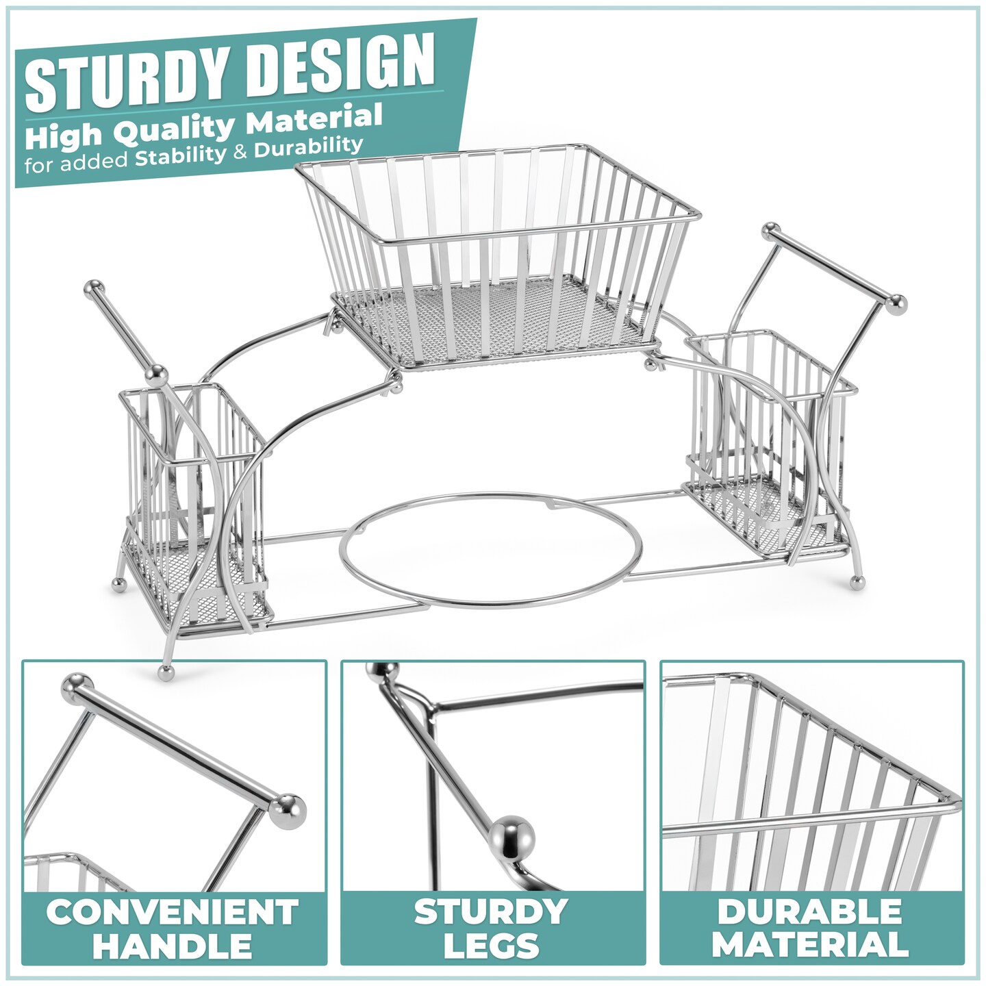 Sorbus Utensil Caddy — 4 Piece Stackable Set with Napkin, Cutlery, Plate Holder — Flatware Caddy and Tabletop Organizer