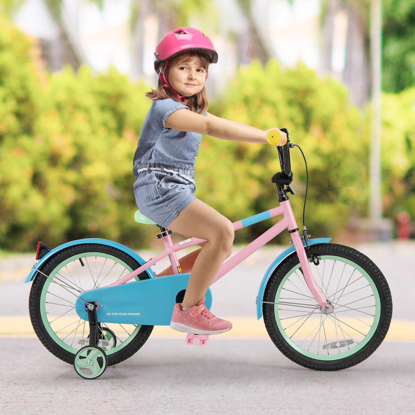 Pink Kids Bike with Adjustable Handlebar and Saddle for Comfortable Riding