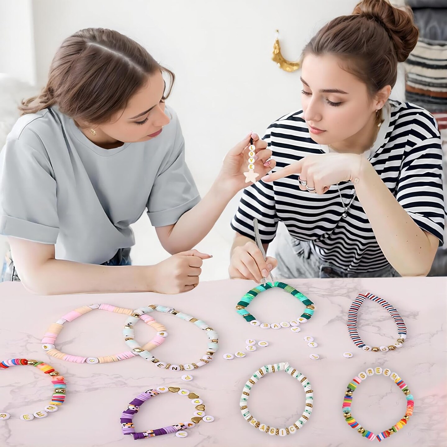 300Pcs Round Letter Beads S 4X7mm Individual Gold Alphabet Beads for Friendship Bracelets Making