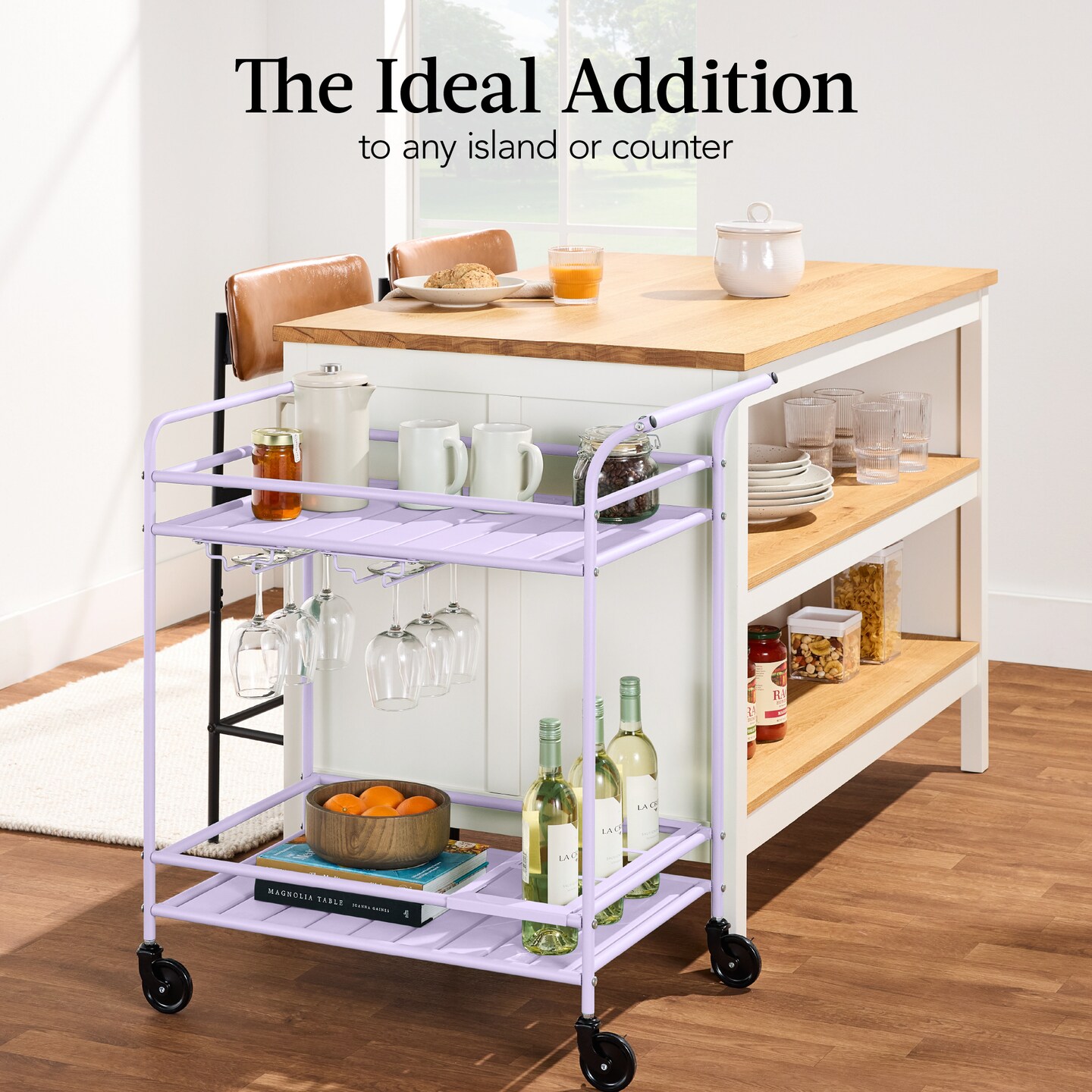 Best Choice Products 2-Tier Rolling Bar Cart Indoor/Outdoor w/ Storage Shelves, Wine Rack, Lockable Wheels