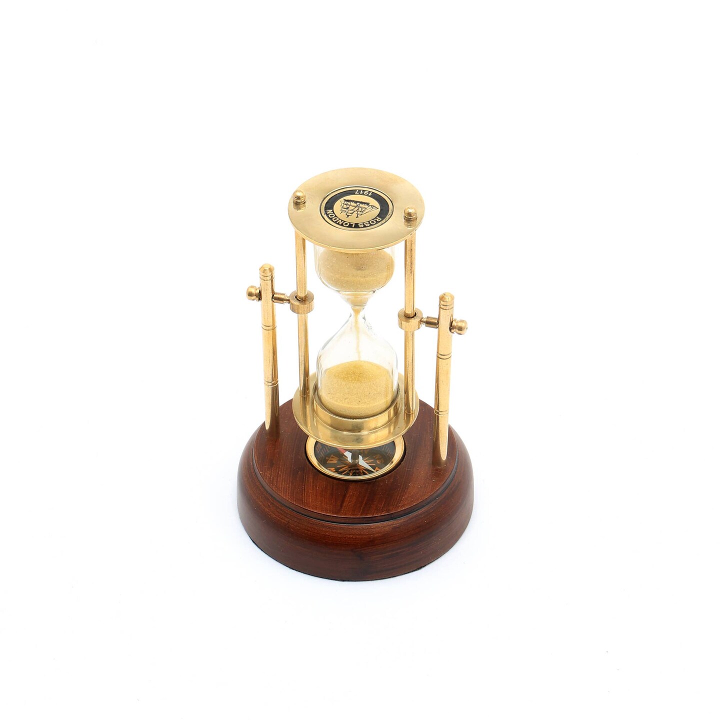 Decorative Brass Frame Sand Timer - Hourglass (3.5"X3.25"X5")