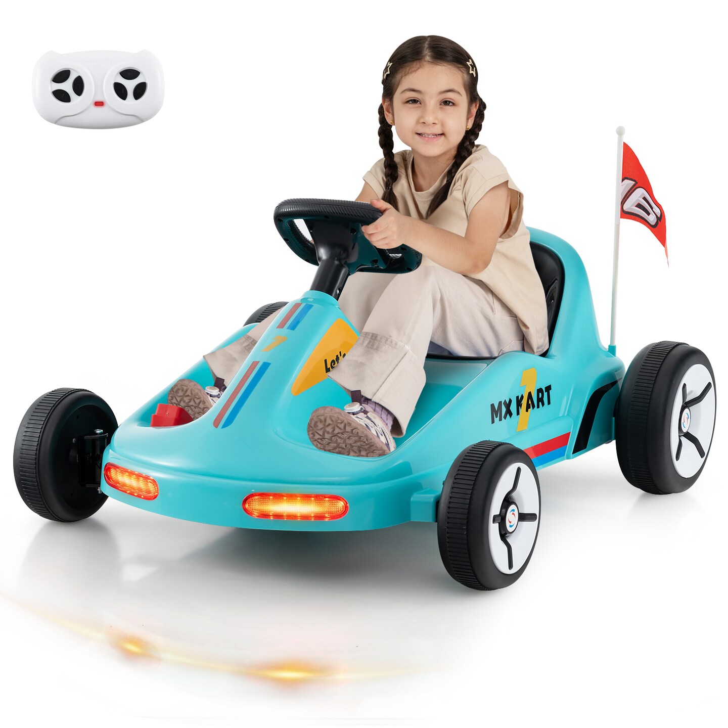 Electric 12V Kids Go Kart Race Toy with Remote Control &#x26; Music