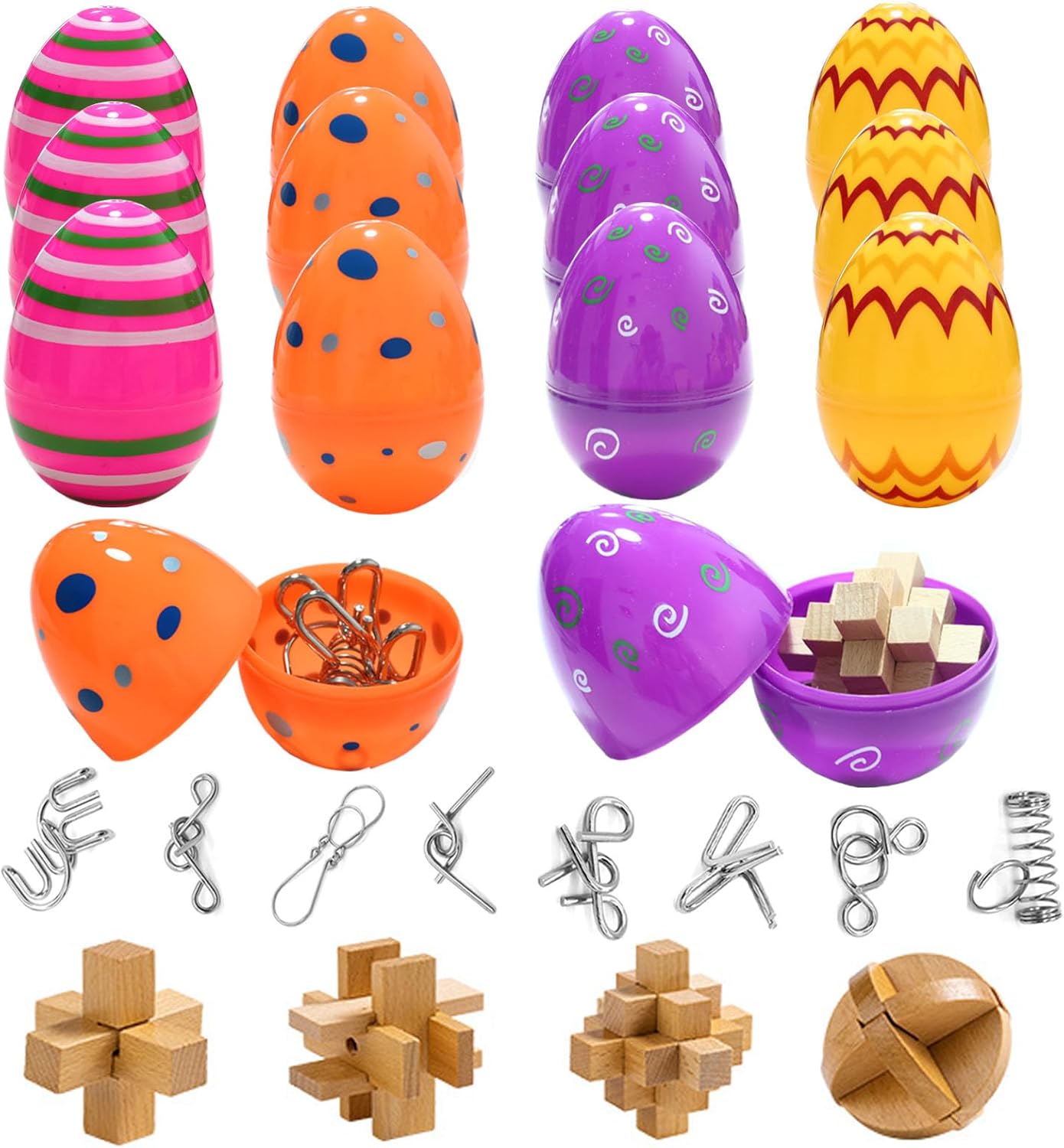 12 Pack Easter Eggs with Brain Teaser Puzzles Toys for Teens Adults Older Kids, Easter Basket Stuffers Ideas