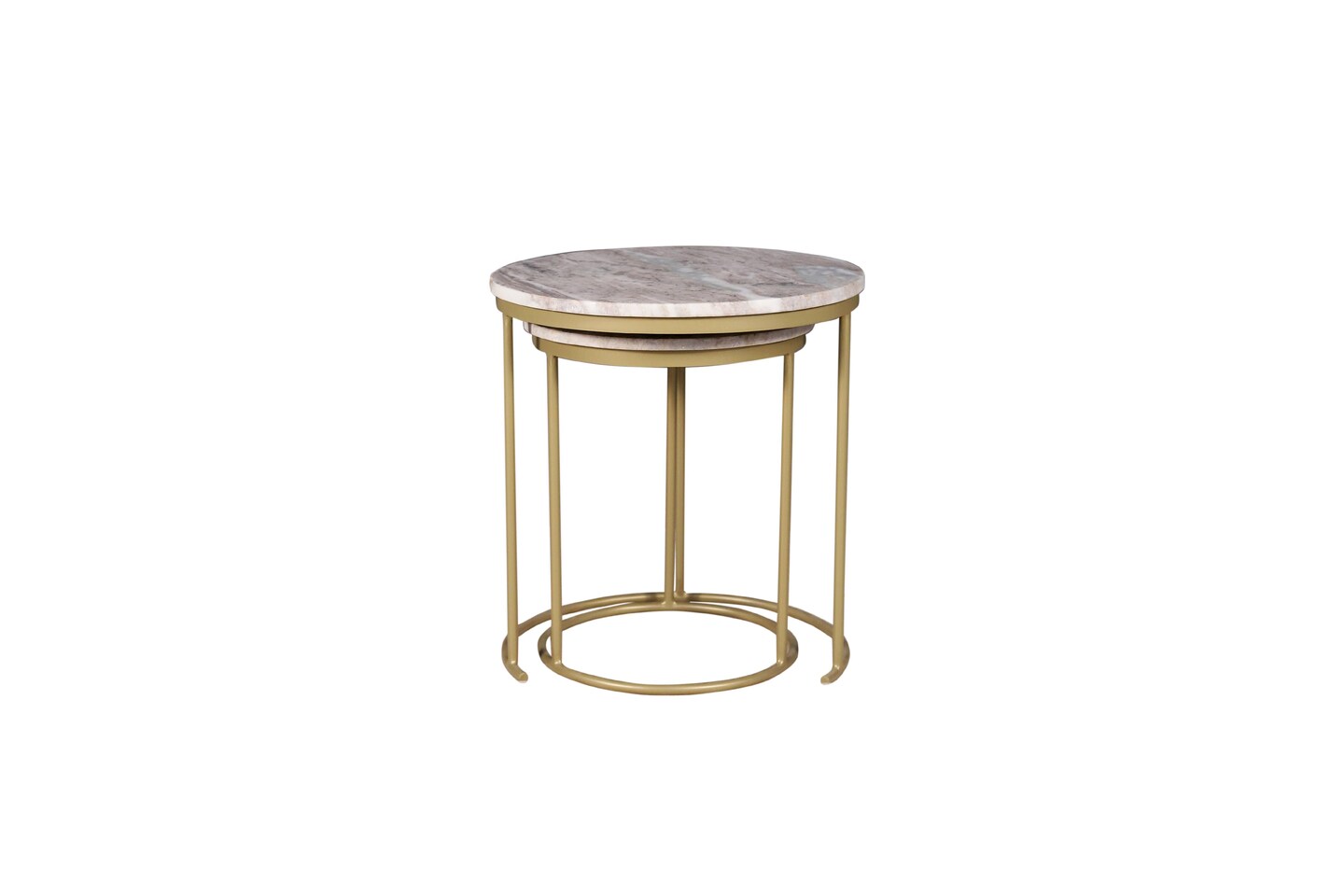Brown Marble Nesting Coffee Table  With Golden Metal Frame