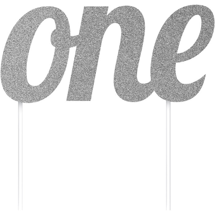 Silver &#x22;One&#x22; Cake Topper