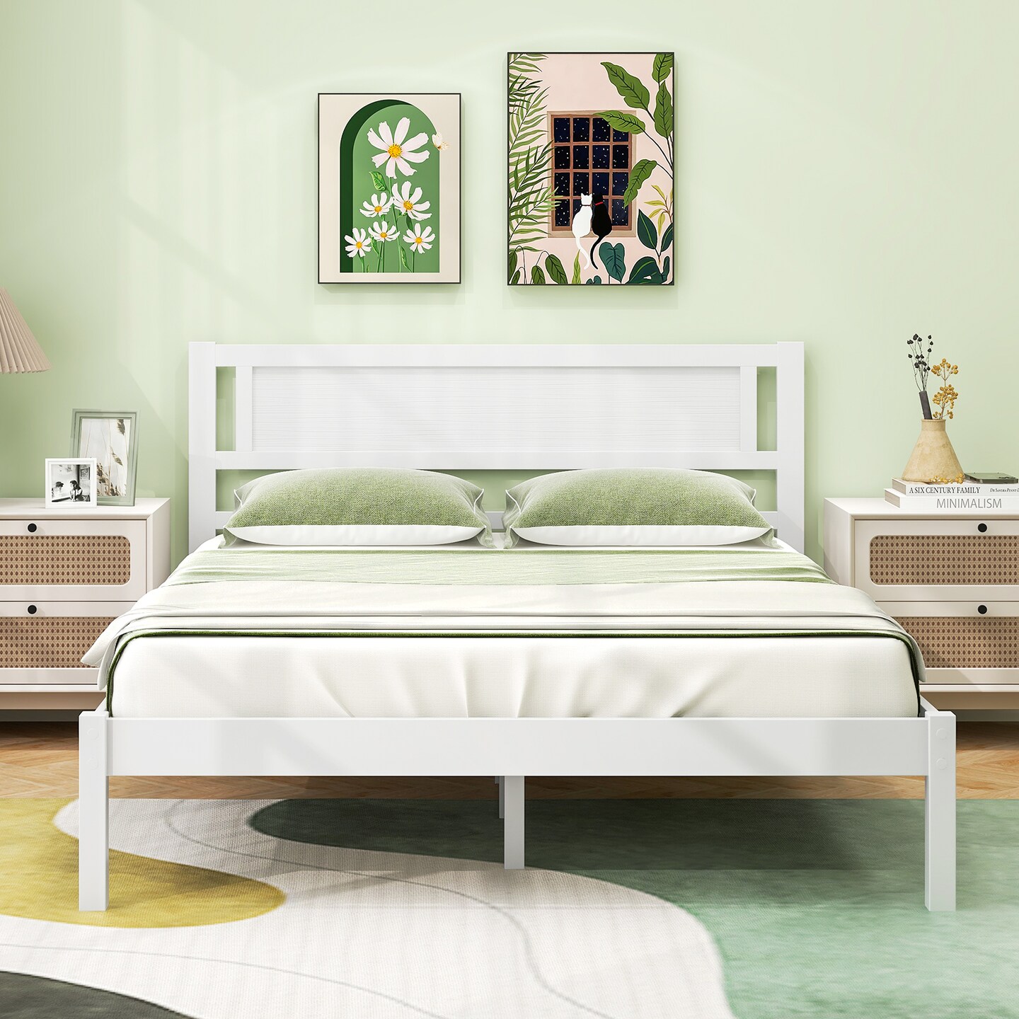 Platform Bed Frame with Headboard and Wooden Slats Support Perfect for Dorms