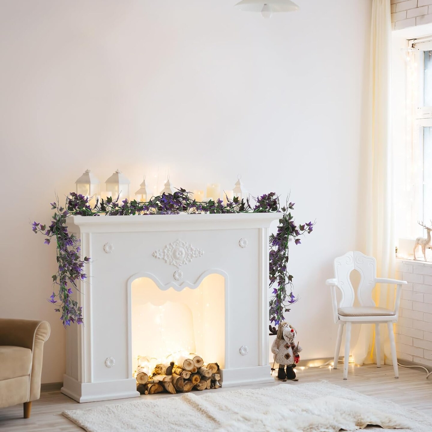 Artificial Vines Outdoor Ivy Garland Room Decor for Bedroom Aesthetic Garlands for Decoration Fake Leaves Fake Plastic Plants for Indoor Home Outdoor Garden Proch Backyard Arch Decoration(Purple)