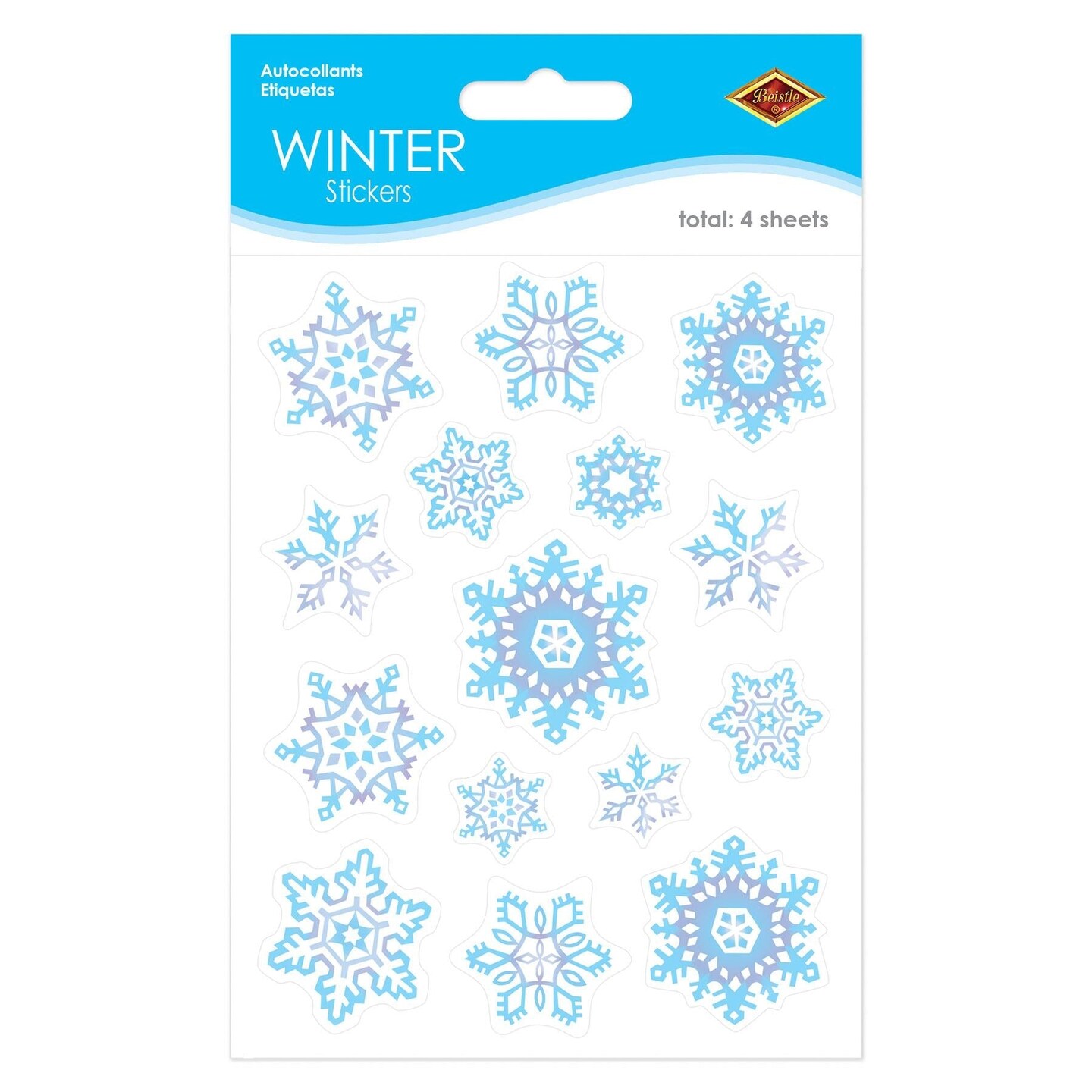 12 Packs Beistle Christmas Snowflake Stickers 4/Pack