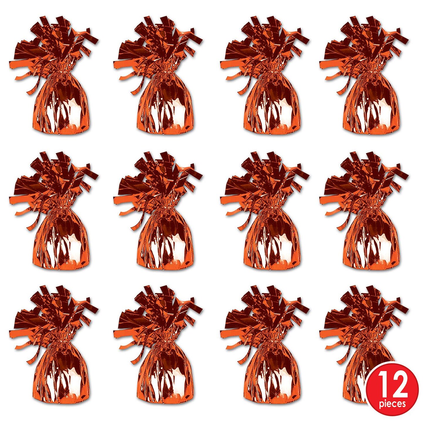 12 Pack Beistle Metallic Wrapped Balloon Weight orange