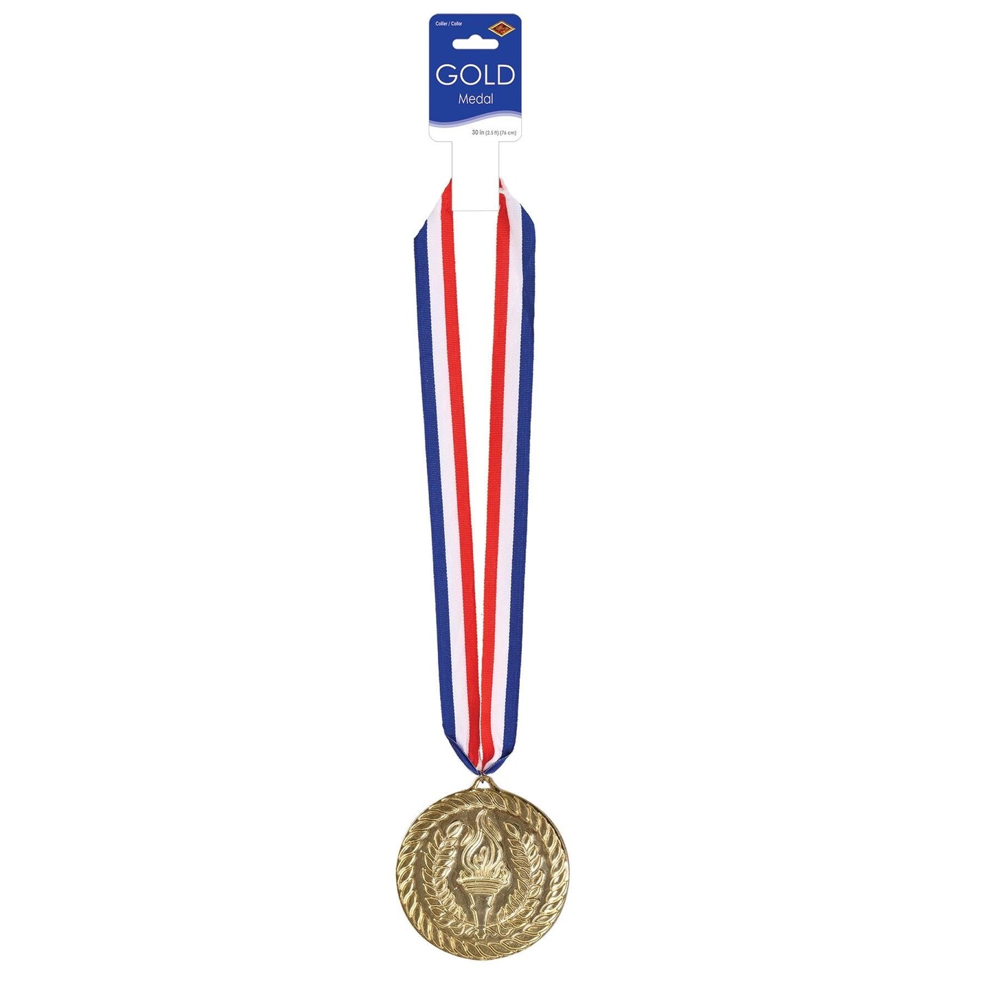 12 Pack Beistle Gold Medal with Ribbon (4 Inch)