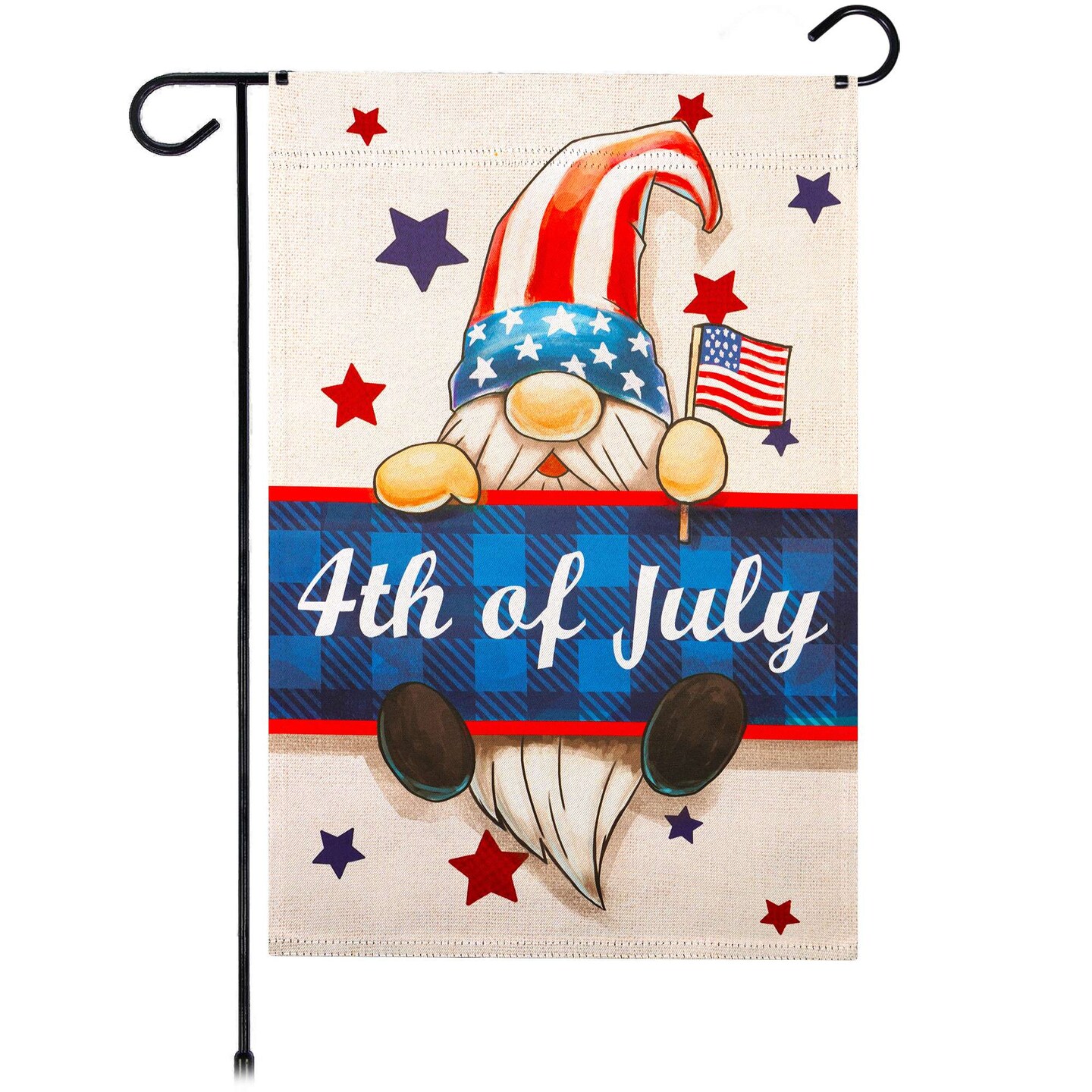 G128 4th of July Gnome Garden Flag 12x18 In Double Sided Independence Day Yard Garden Lawn Decoration