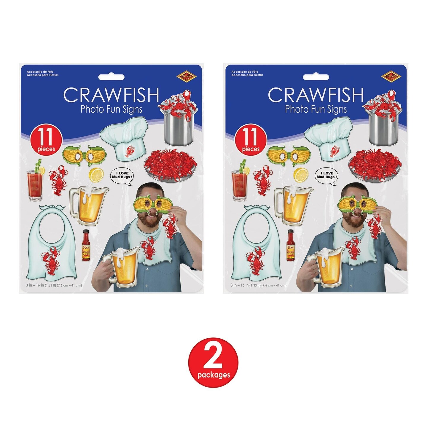 132 Piece Beistle Mardi Gras Crawfish Photo Fun Signs