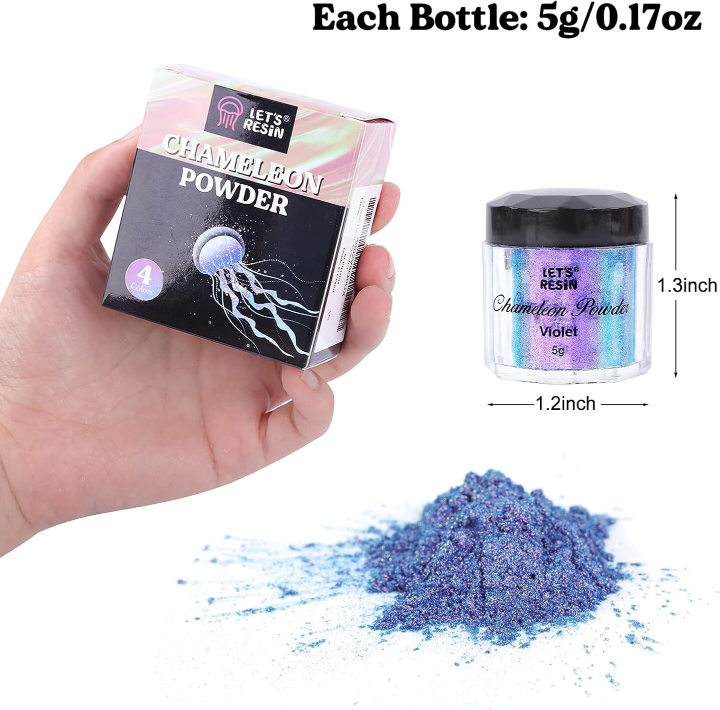 LET&#x27;S RESIN Chameleon Powder, Chameleon Mica Powder for Epoxy Resin, Pearl Pigment Powder for Painting,Soap Making, Bath Bombs, Candle Making,Slime