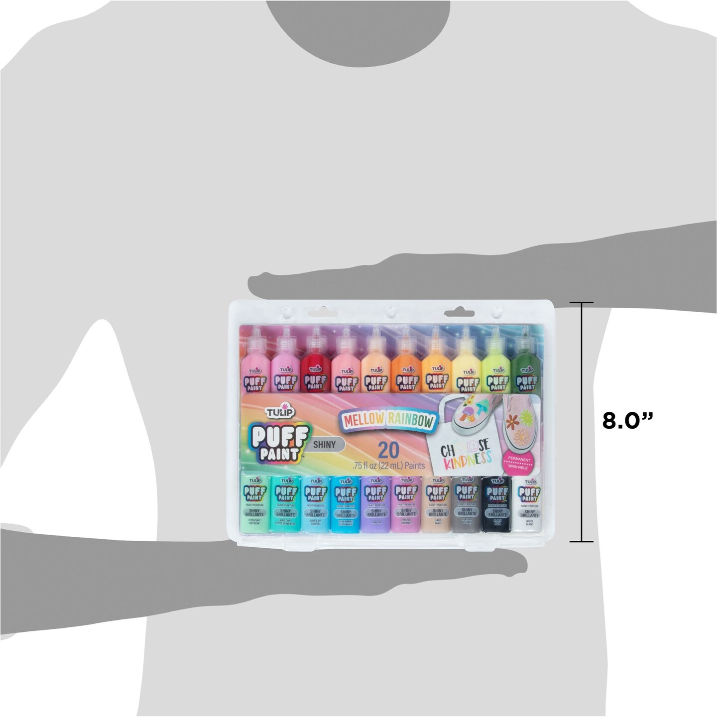 Tulip Puff Paint Mellow Rainbow, Multi-Surface Craft Paint,  .75 fl oz 20 Pack