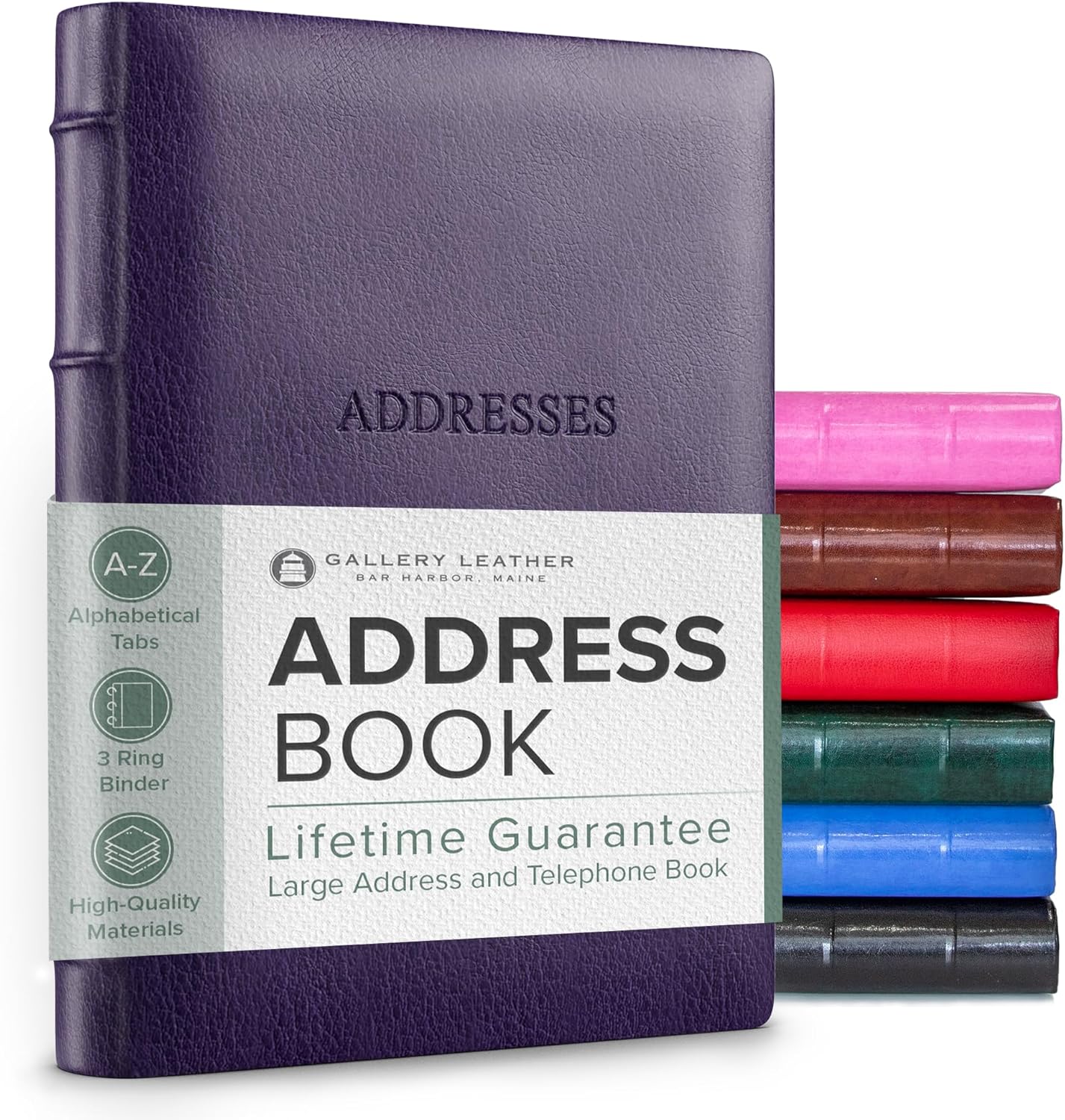 Gallery Leather Large Address Book with Alphabetical Tabs up to