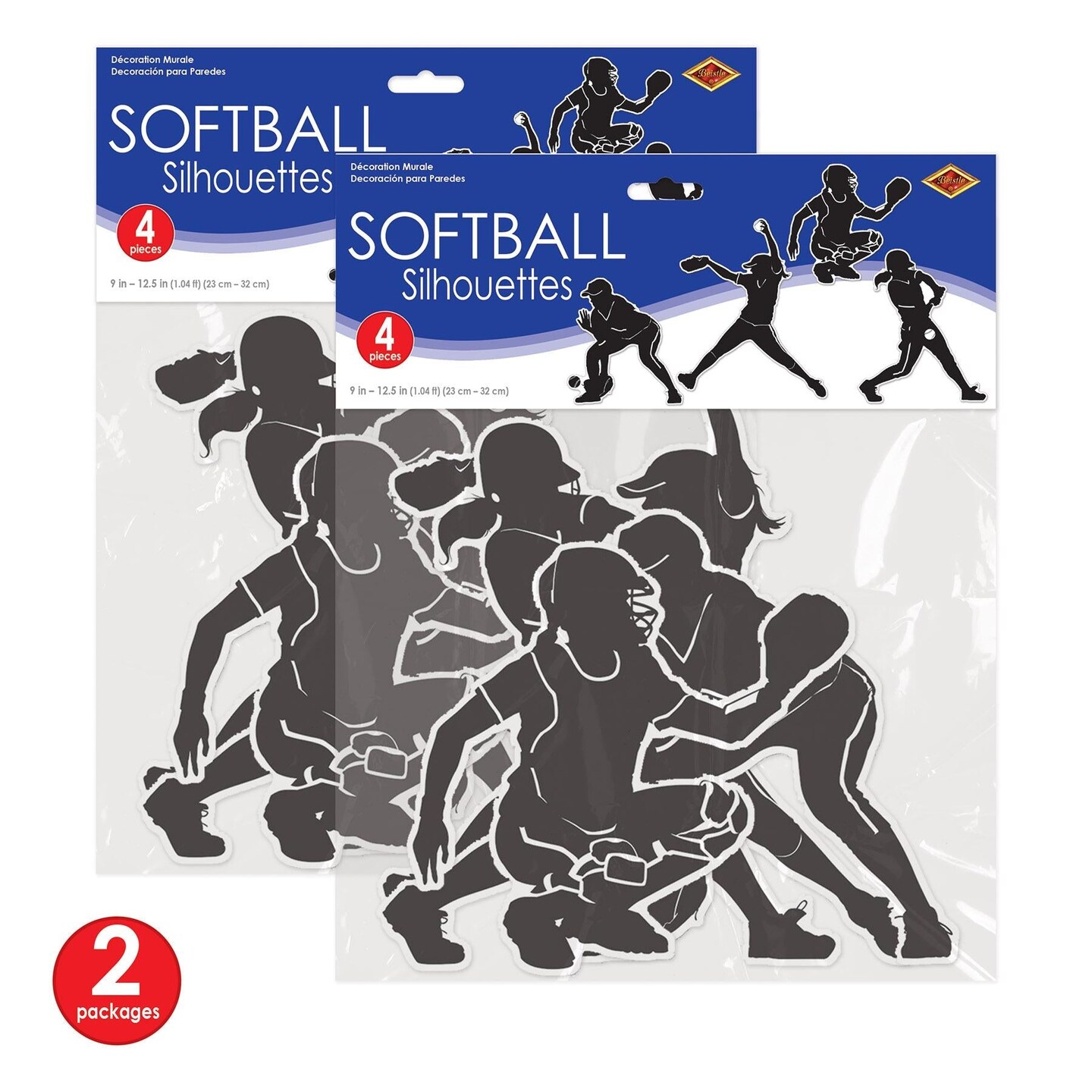 48 Piece Beistle Softball Party Silhouettes