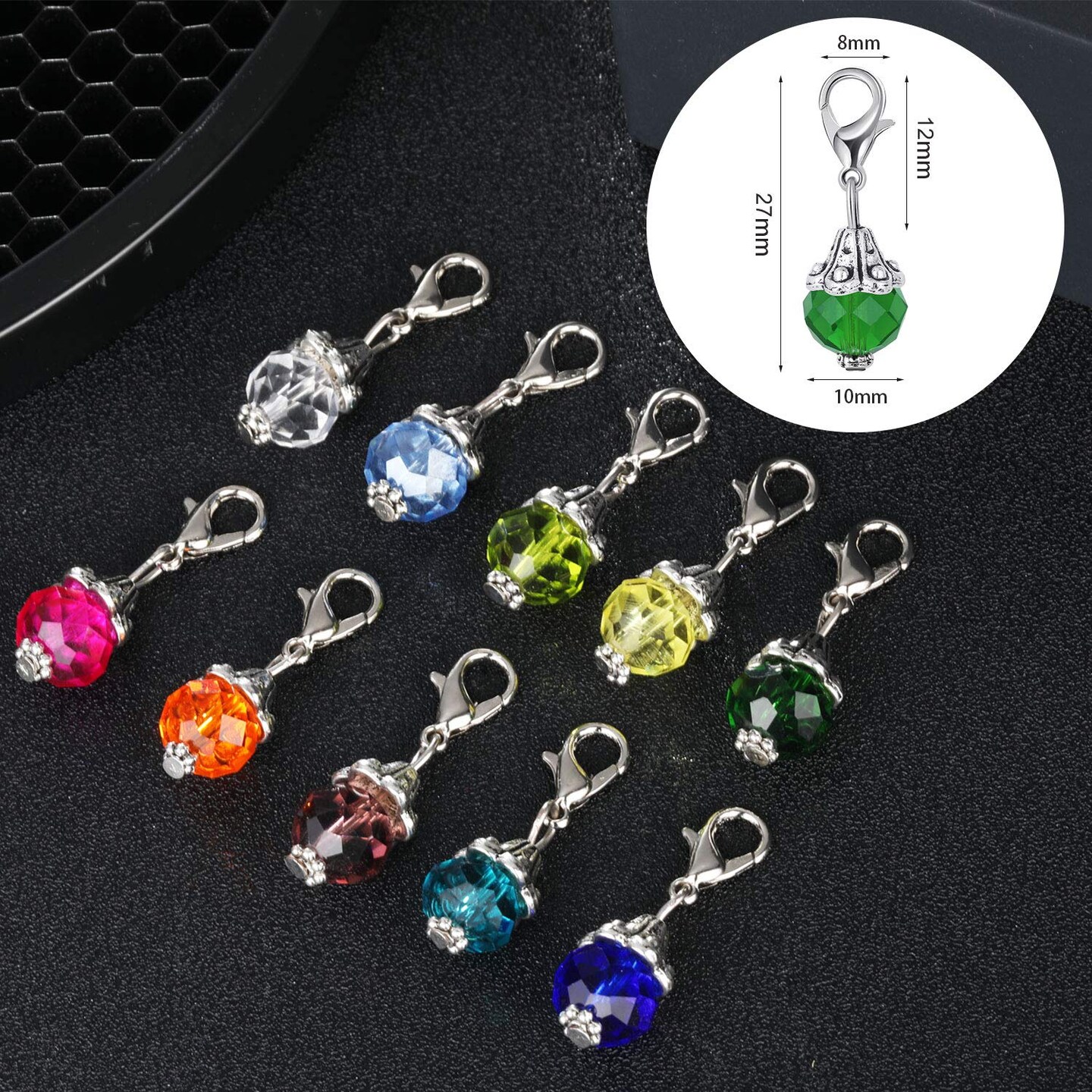 40 Pieces Crystal Dangle Charms Pendants Glass Drop Beads Handmade Dangle Bead Charms with Silver Cap for Jewelry Making Necklace Earring Accessory, Assorted Colors