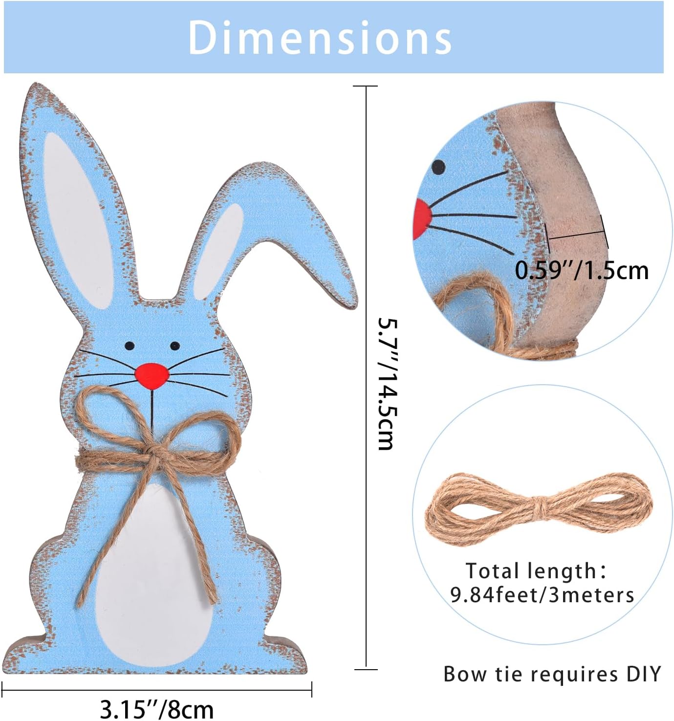Easter Decorations for Home, 3PCs Easter Bunny Table Decor, Natural Wooden Easter Centerpiece Signs