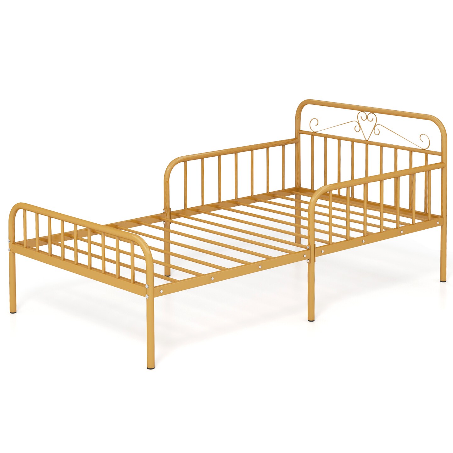 Twin Size Metal Bed Frame with Headboard Included Safety Side Guardrails