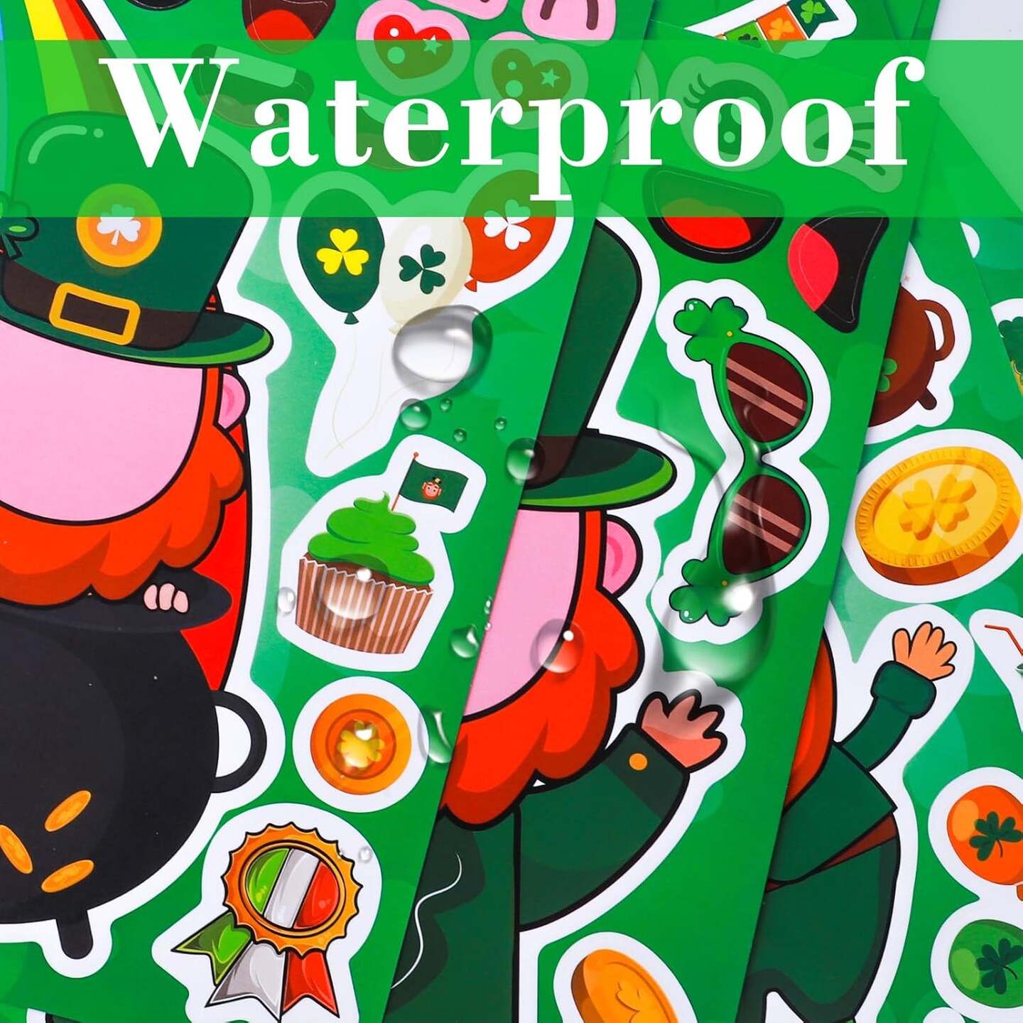 36 Sheet St. Patrick&#x2018;s Day Stickers for Kids Make a Face Stickers Lucky Shamrock Irish Stickers