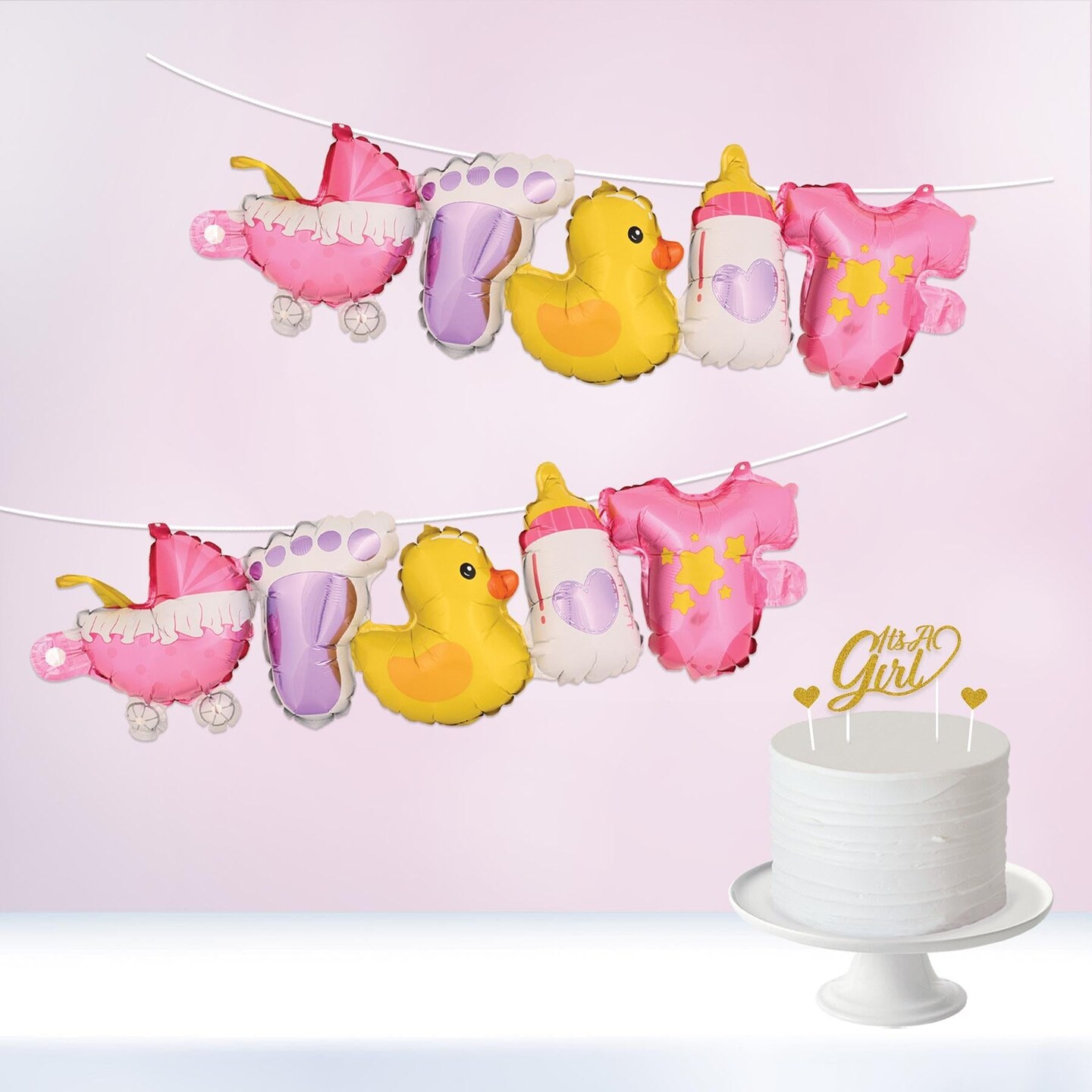 6 Pack Beistle Baby Girl Balloon Streamers