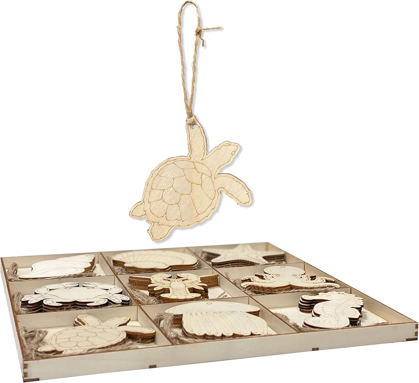 Pack Unfinished Wooden Ocean Sea Animals Cutouts for DIY Crafts 3.5 Inch 5 Peices Each