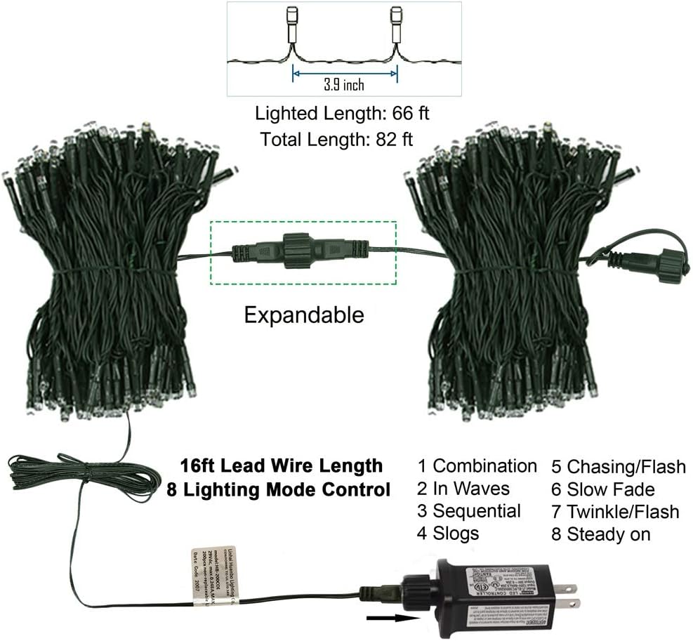 200 LED 66FT Christmas String Lights, St Patricks Day Fairy Lights with 8 Lighting Modes, String Mini Lights Plug in for Indoor Outdoor Tree Garden Wedding Party Decoration, Green