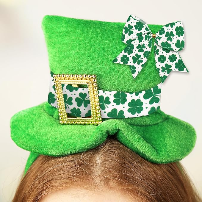 2 Rolls 2.5&#x22; &#xD7; 5 Yd St. Patrick&#x27;s Day Ribbon Irish Shamrock Wired Ribbon Glitter Green Ribbon for St. Patrick&#x27;s Wreath DIY Crafting Gifts Wrapping St. Patrick&#x27;s Party Decoration