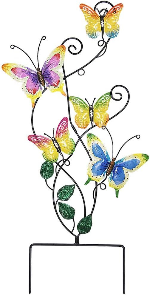 28 Inch Butterfly Garden Stake Decor Metal Wall Art Decoration, Mothers Day Ideal Gifts for Mom, Yard Outdoor Ornaments