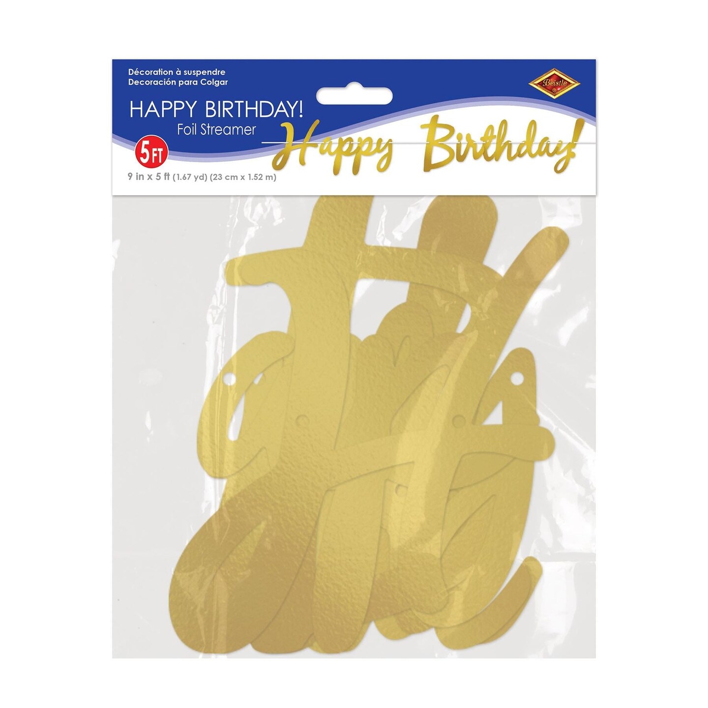 12 Pack Beistle Foil Happy Birthday Party Streamer - gold