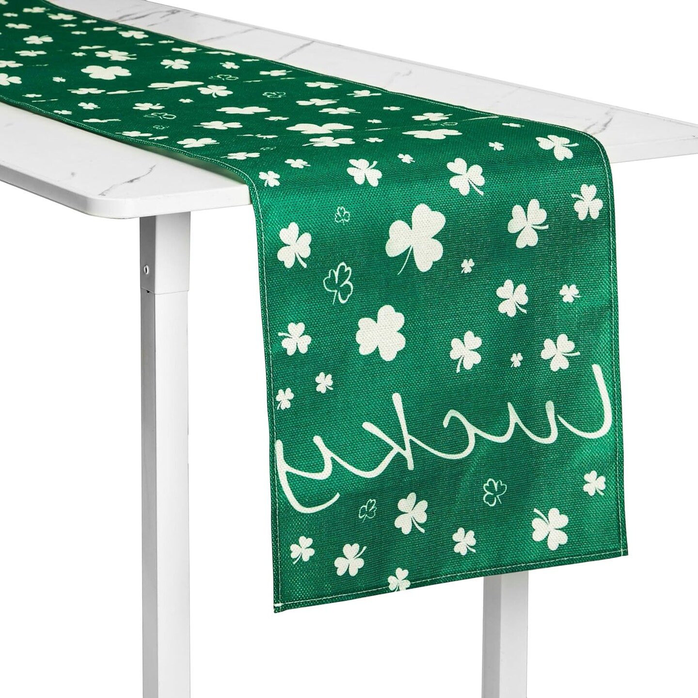 St Patrick&#x27;s Day Table Runner,Green Shamrock,Indoor Home Party Seasonal Kitchen