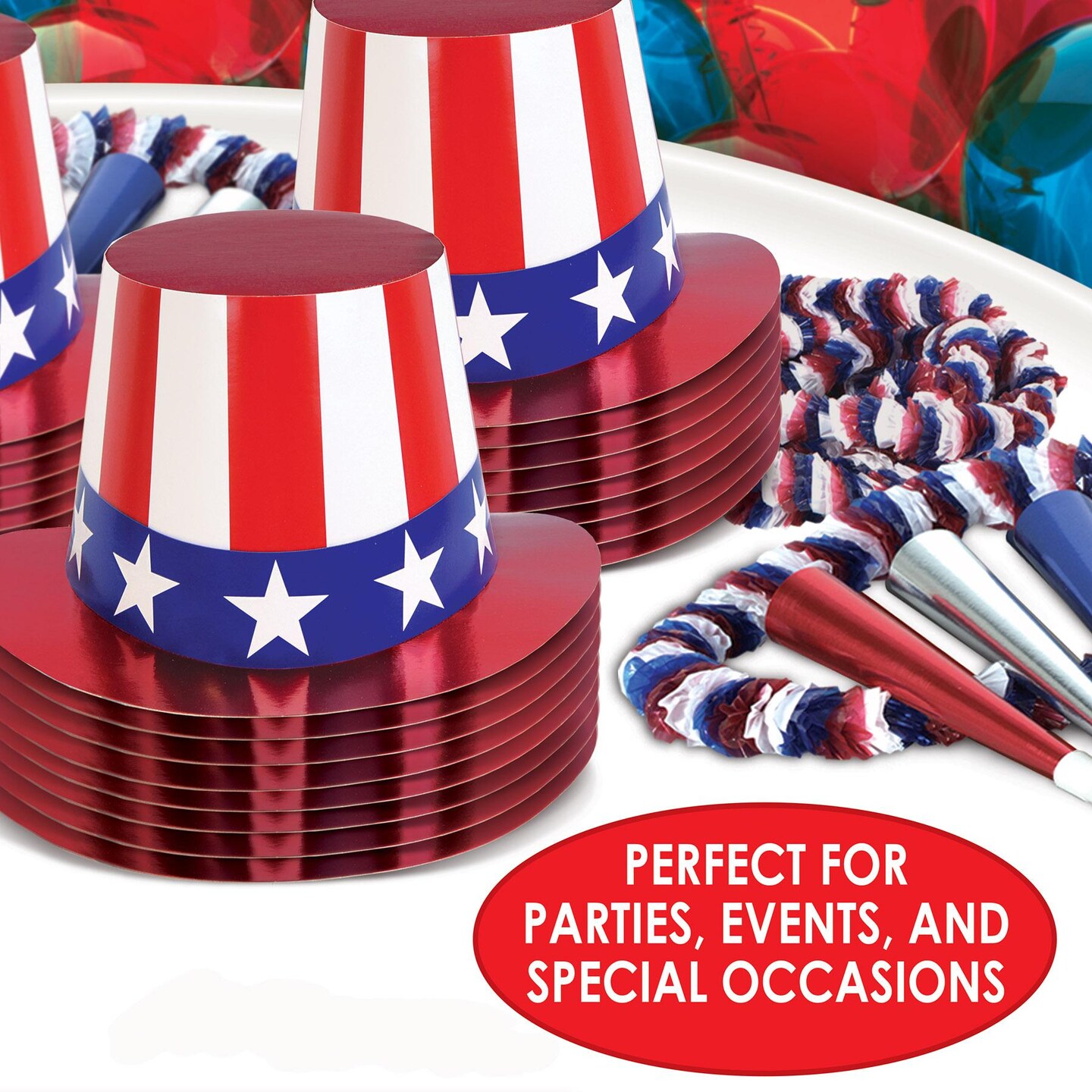 25 Pack Beistle Patriotic Party Red, White &#x26; Blue Hi-Hat
