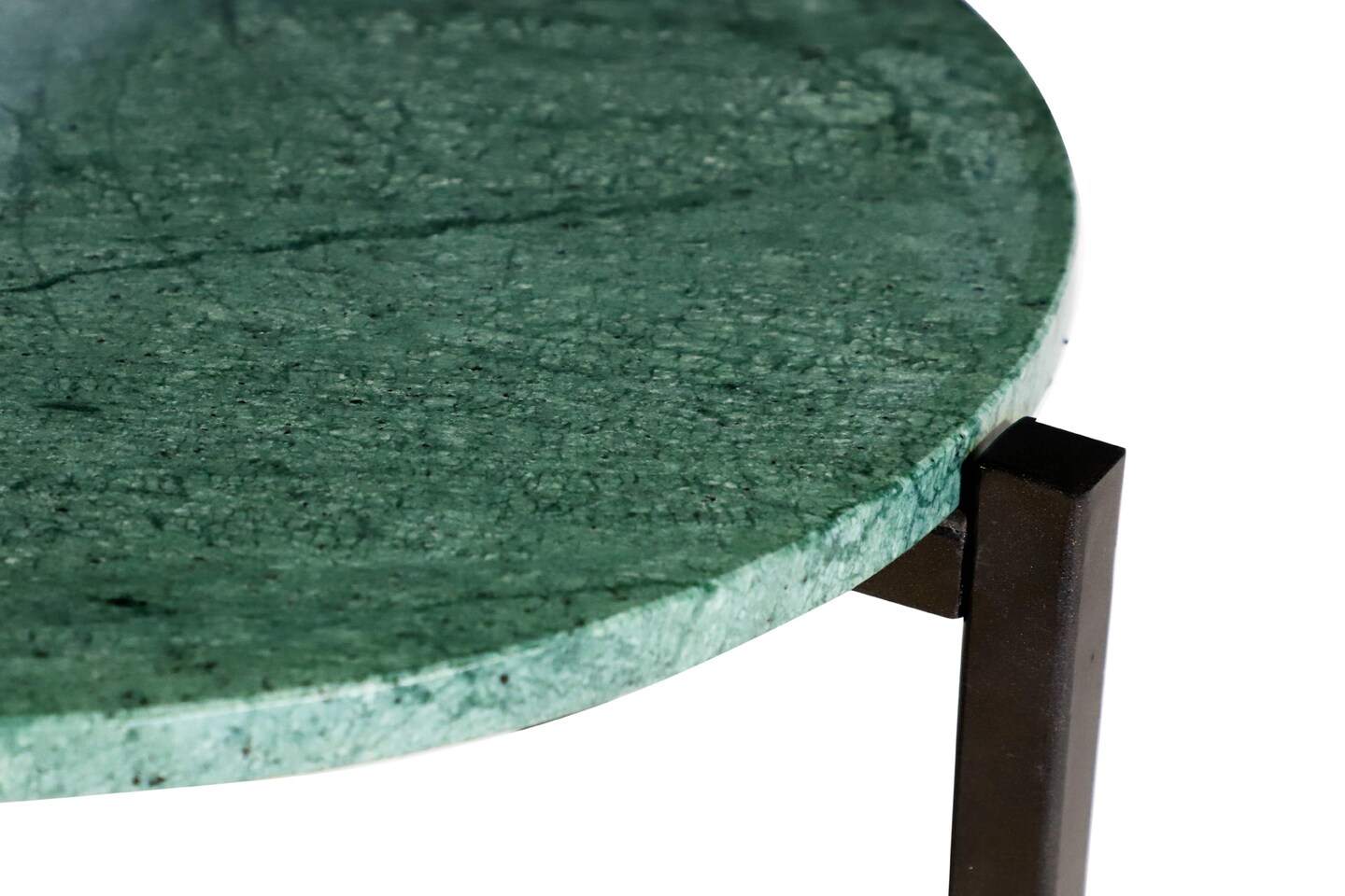Green Marble Side Table With Grey Metal Frame-21 Inch Height