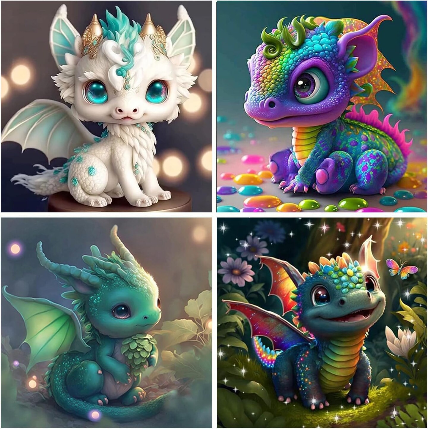 Diamond Painting Kits for Adults - 4 Pack Dragon Zodiac DIY 5D Diamond Art Kits Full Drill Diamond Dots
