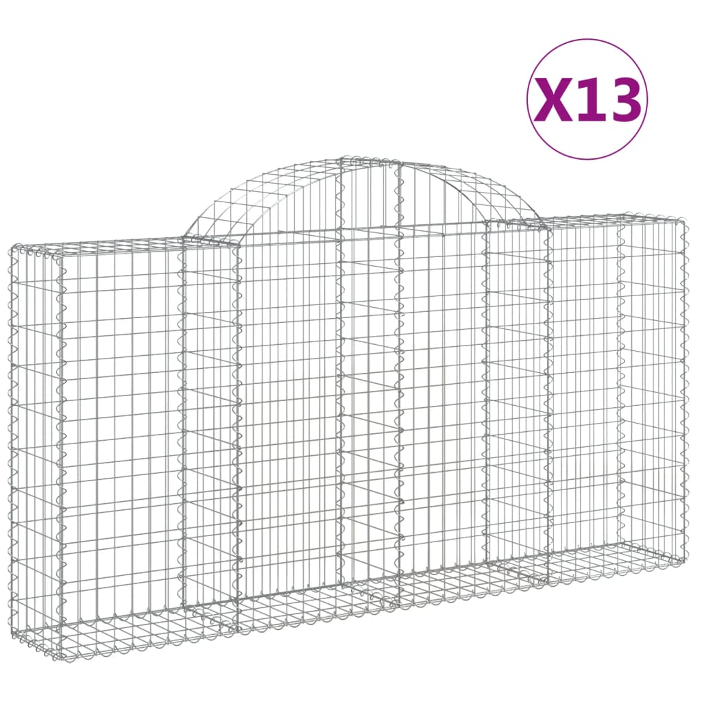 vidaXL Arched Gabion Baskets 13 pcs 78.7&#x22;x11.8&#x22;x39.4&#x22;/47.2&#x22; Galvanized Iron