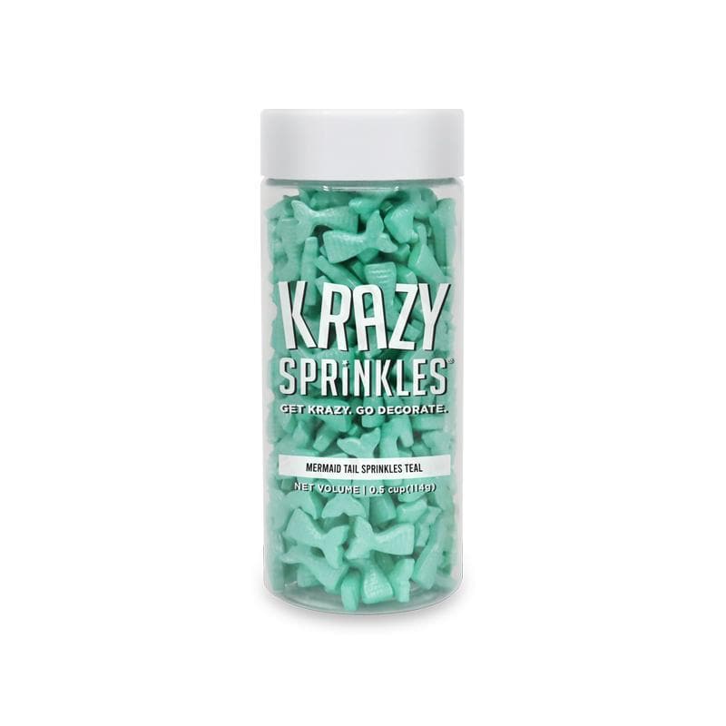 Krazy Sprinkles - Teal Mermaid Tails (1/2 Cup, 1x Jar) for Cakes, Ice Cream & Cookies