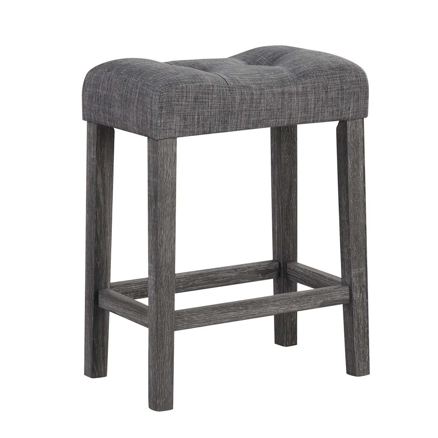 24 Inch Set of 2 Saddle Bar Stools with Padded Seat-Grey