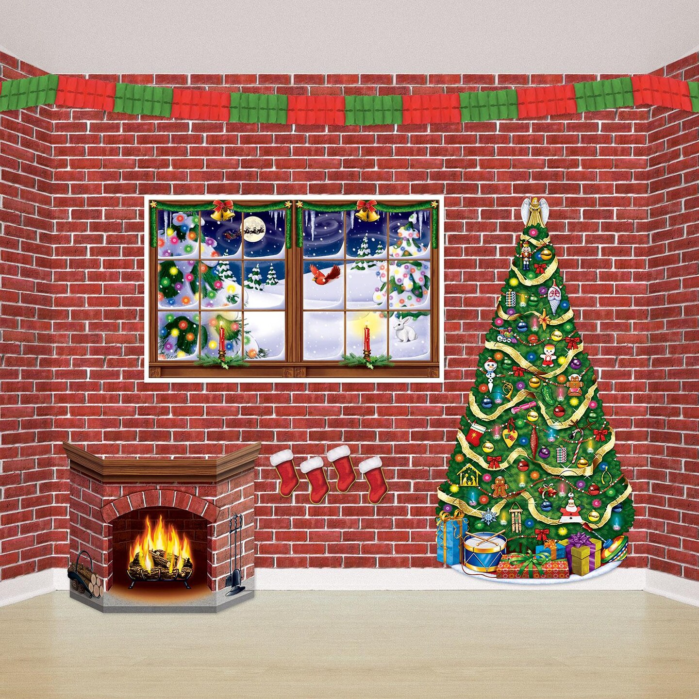 6 Pack Beistle Christmas Brick Wall Backdrop