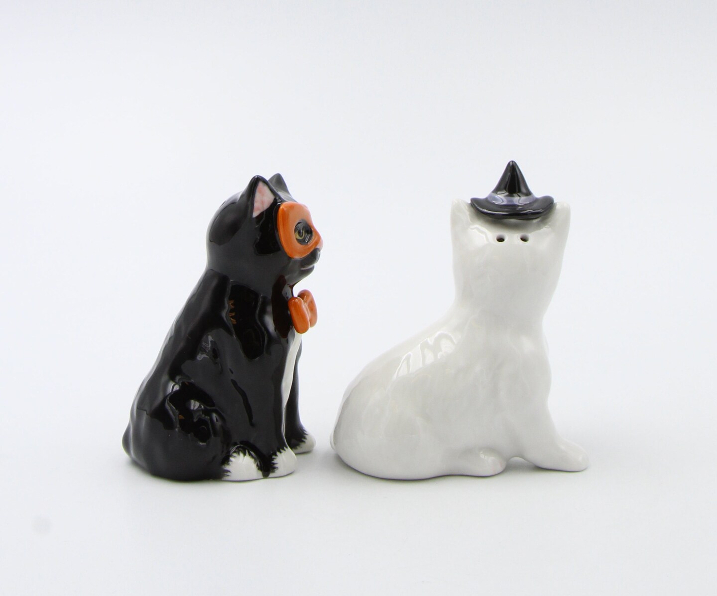 Ceramic Black and White Cats in Costumes Salt and Pepper, Home Décor, Gift for Her, Mom, Kitchen Décor, Cat Lovers Gift, Pet Loss Gift