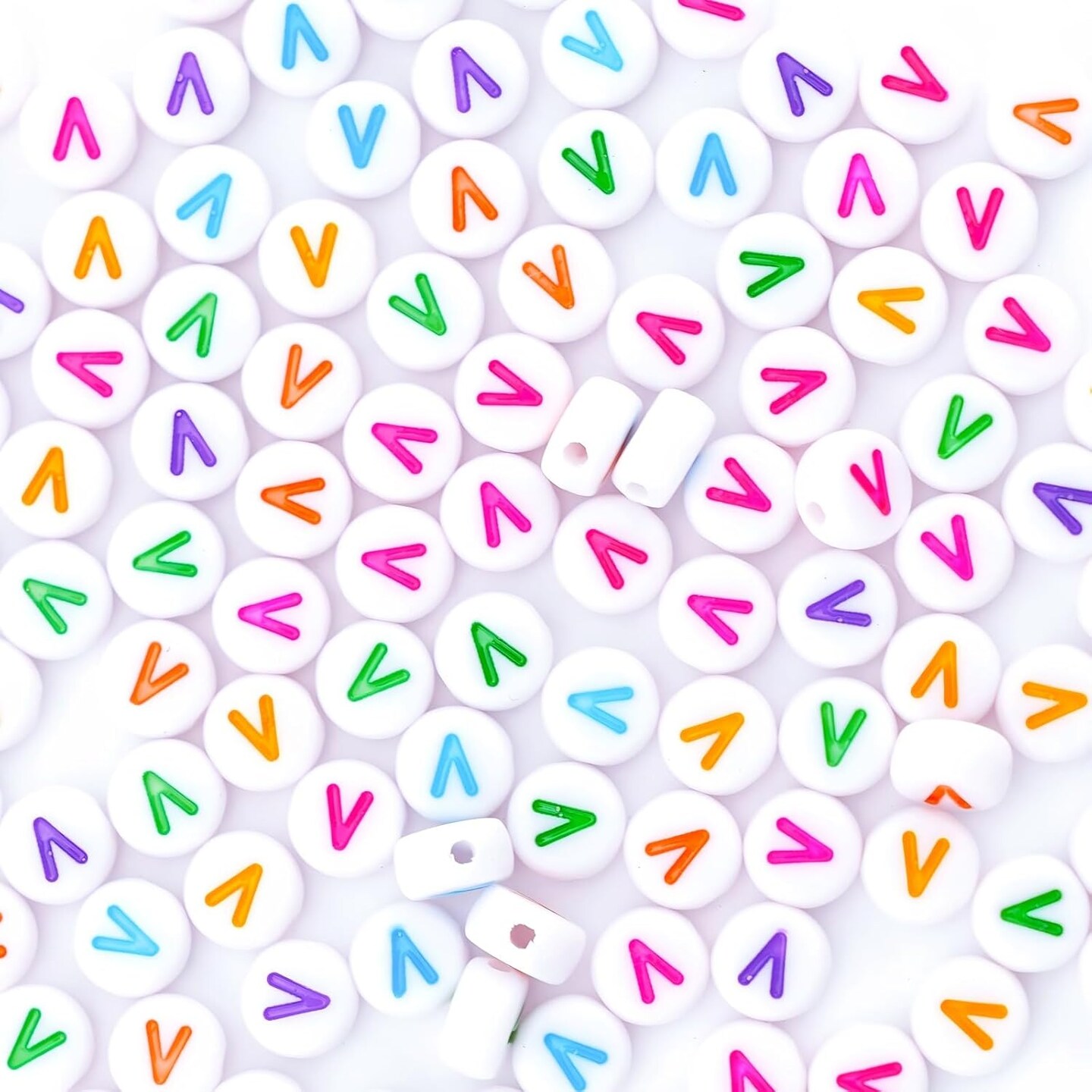 300Pcs Round Letter Beads V 4X7mm Individual Alphabet Beads for Friendship Bracelets Making