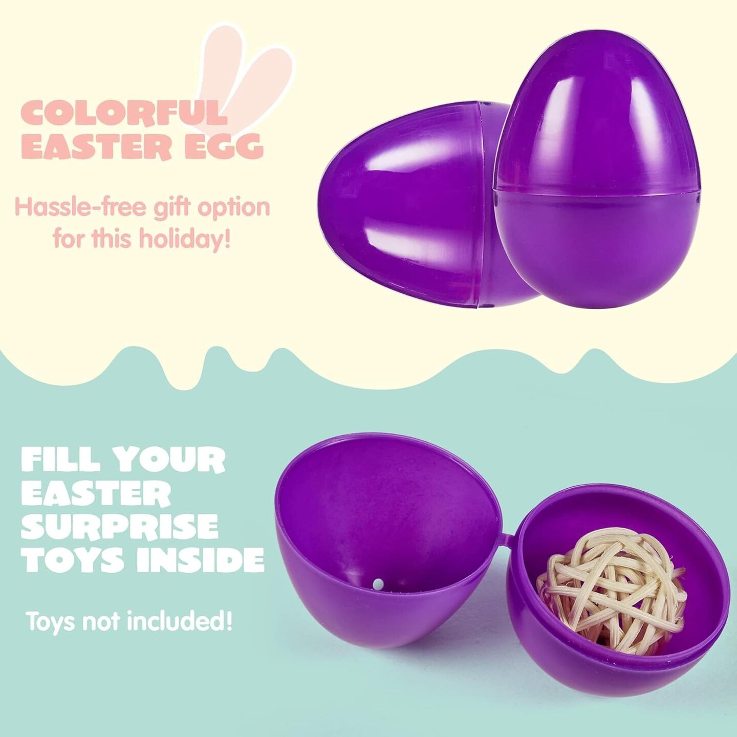 600 PCS 2.3&#x22; Easter Eggs, Empty Plastic Eggs Fillable Colorful Bright Eggshell Bulks for Easter Hunt, Filling Treats, Party Favor, Basket Stuffers, Classroom Prize Supplies