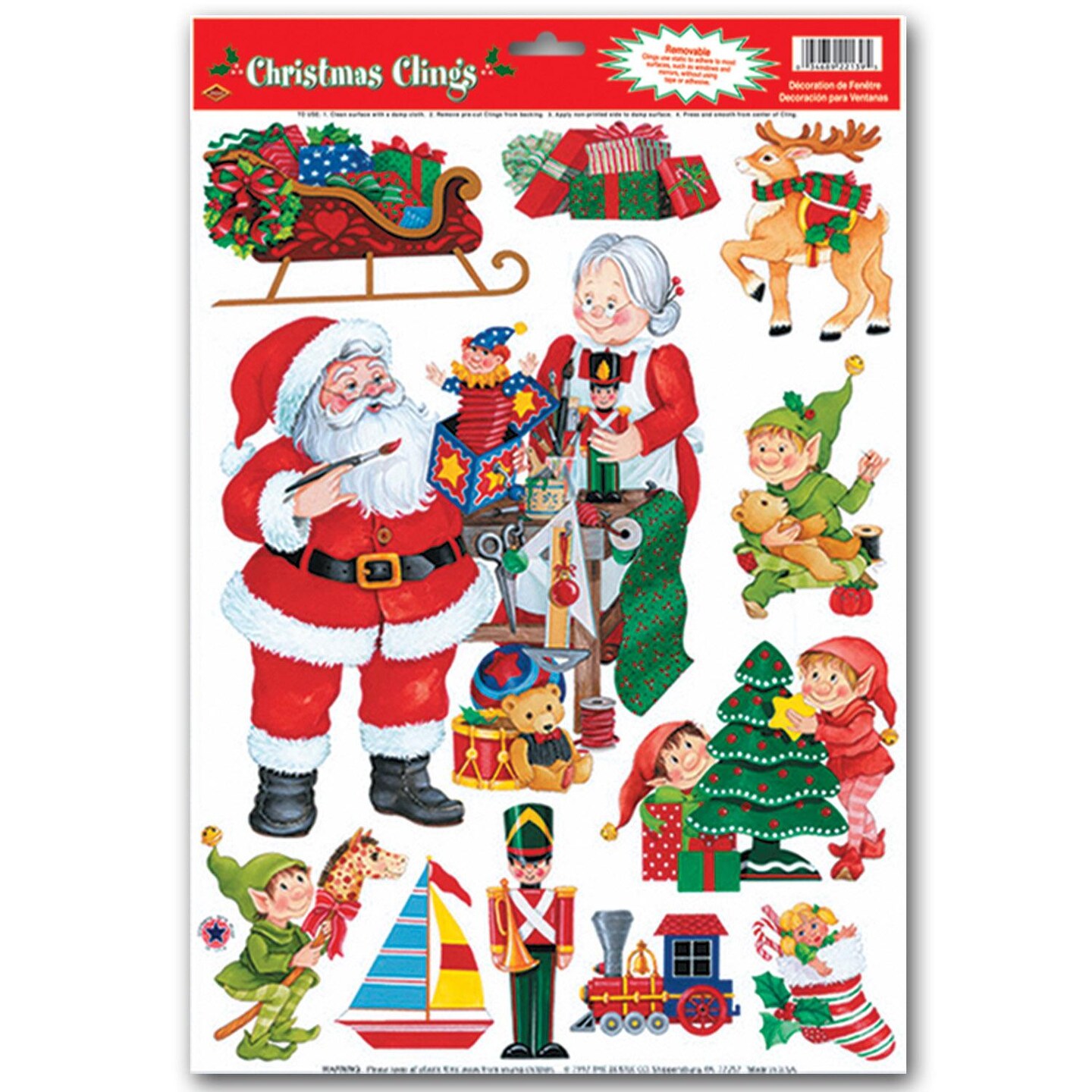 132 Piece Beistle Christmas Santa&#x27;s Workshop Clings