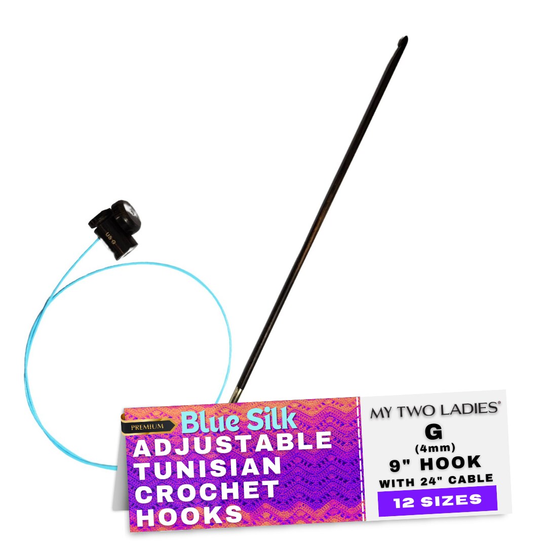 My Two Ladies | Blue Silk | Tunisian Adjustable Crochet Hooks | 12 Sizes