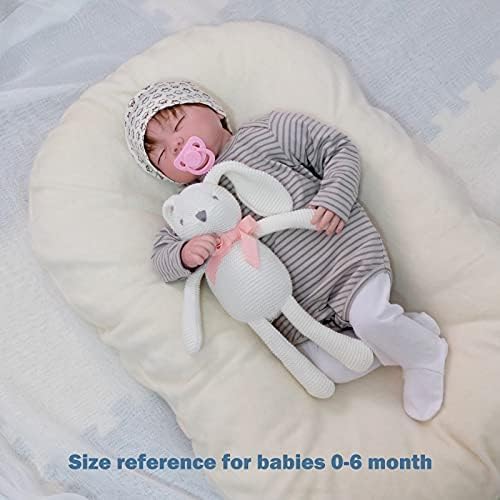 Organic Baby Toys White Bunny Rabbit Stuffed Animal for Newborn 7.1"