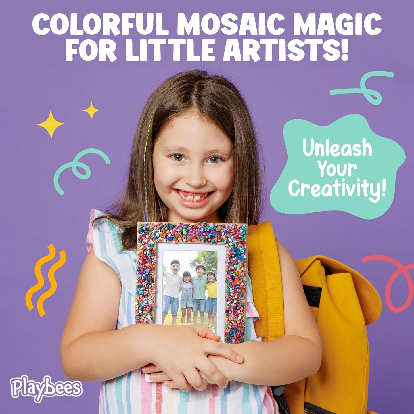 Kids Picture Frame Mosaic Craft Kit Craft DIY Arts &#x26; Crafts for Kids Frame Kit Great Birthday Gifts for 3 4 5 6 7 8 9 10 11 12 Year Old Holiday Christmas Gift for Girls